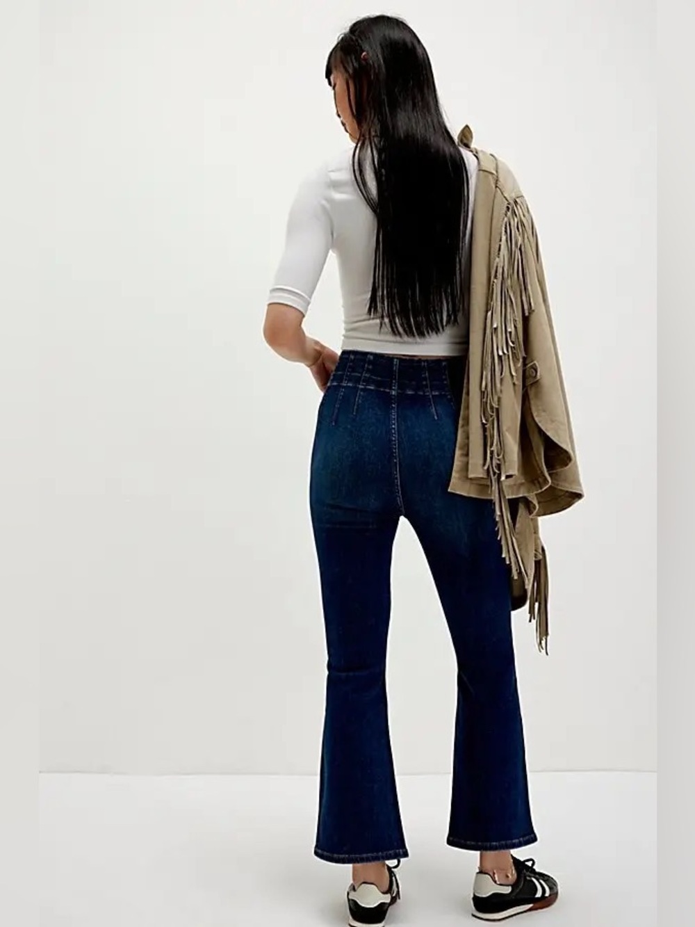 Free People Jayde Crop Flare Tulsa Blue 28 - Picture 3 of 6